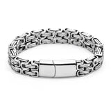 Hip Hop 316L Stainless Steel Double Byzantine Chain Bracelet for Men Women
