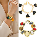 Punk Gothic Heart Chain Bracelet for Women Boho Vintage Charm Jewelry