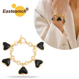 Punk Gothic Heart Chain Bracelet for Women Boho Vintage Charm Jewelry