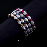 Micro Pave CZ Royal Charm Bracelets Stainless Steel Bangles