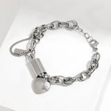 Chunky Love Heart Charm Steel Bracelet Thick Chain Waterproof Jewelry