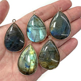 Natural Labradorite Water Drop Pendant, Stone Accessories, 26x35mm