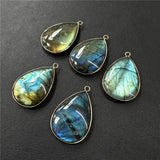Natural Labradorite Water Drop Pendant, Stone Accessories, 26x35mm