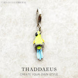 Green Enamel Parrot Charm 925 Sterling Silver Bird Pendant