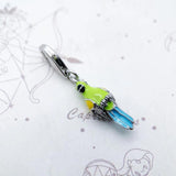 Green Enamel Parrot Charm 925 Sterling Silver Bird Pendant