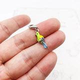 Green Enamel Parrot Charm 925 Sterling Silver Bird Pendant