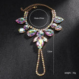 Water Drop Finger Bracelet Women Charms Exaggerated Rhinestone Hand