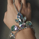 Water Drop Finger Bracelet Women Charms Exaggerated Rhinestone Hand