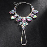 Water Drop Finger Bracelet Women Charms Exaggerated Rhinestone Hand