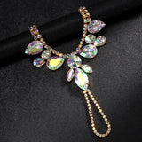 Water Drop Finger Bracelet Women Charms Exaggerated Rhinestone Hand