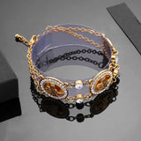 Muslim Islam Pendant Bracelet Inlaid Crystal 18K Plated Women's Charm Jewelry