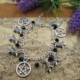 Silver Plated Charm Bracelet with Birds and Stars Pendant
