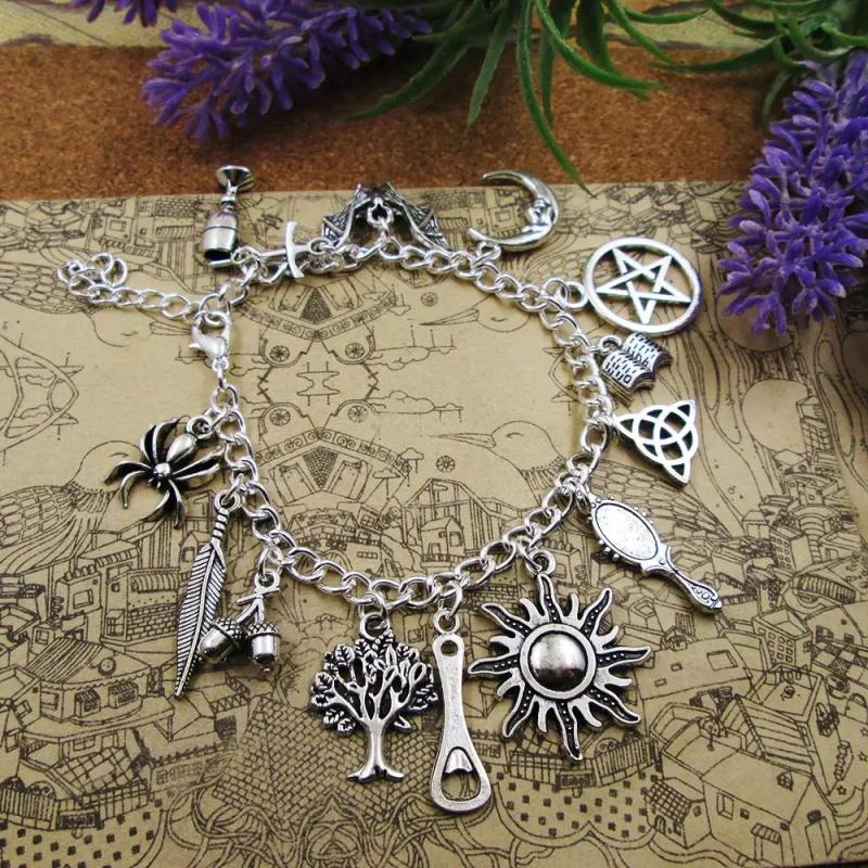 Silver Plated Charm Bracelet with Various Pendants
