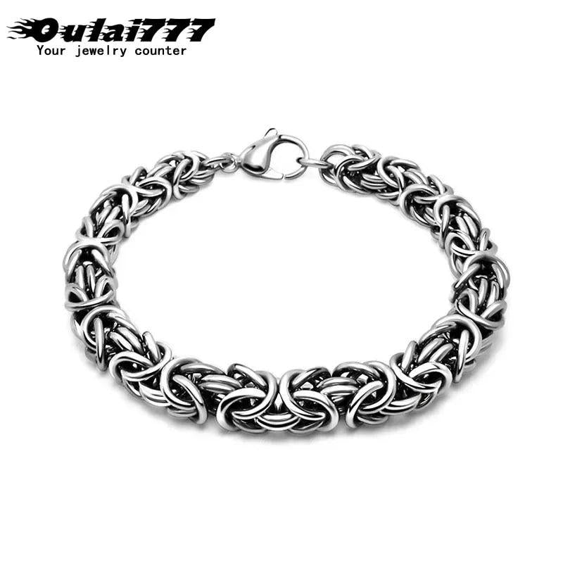 Mens Stainless Steel Charm Chain Bracelet Hip Hop Rock