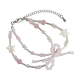 Crystal Charm Bead Bracelet Bowknot Handchain Necklace Jewelry