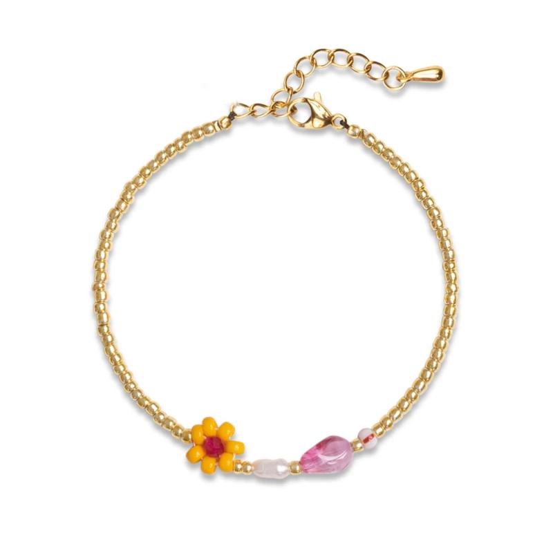 Daisy Flower Beaded Bracelet for Women Bohemian Colorful Charms