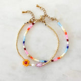 Daisy Flower Beaded Bracelet for Women Bohemian Colorful Charms