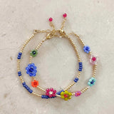 Daisy Flower Beaded Bracelet for Women Bohemian Colorful Charms