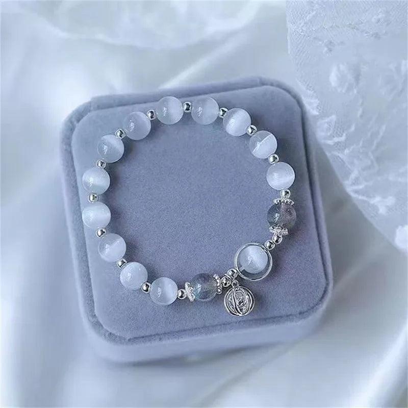 Romance Cat Eye Stone Charm Bracelet Moonstone Jewelry Gift