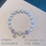 Romance Cat Eye Stone Charm Bracelet Moonstone Jewelry Gift