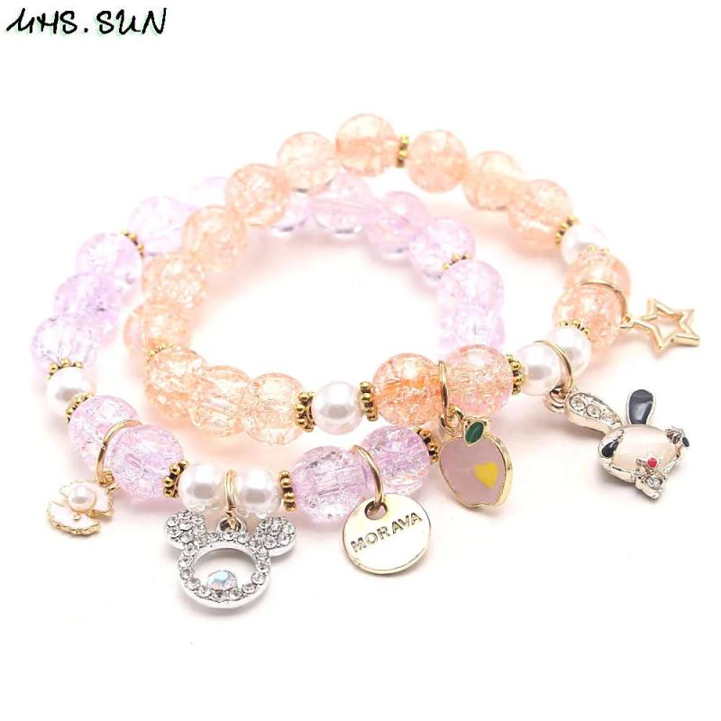 Kids Girls Cartoon Charm Bracelets 2PCS