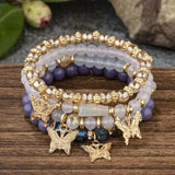 Crystal Stone Butterfly Tassel Charm Bracelet Bohemia Jewelry Set