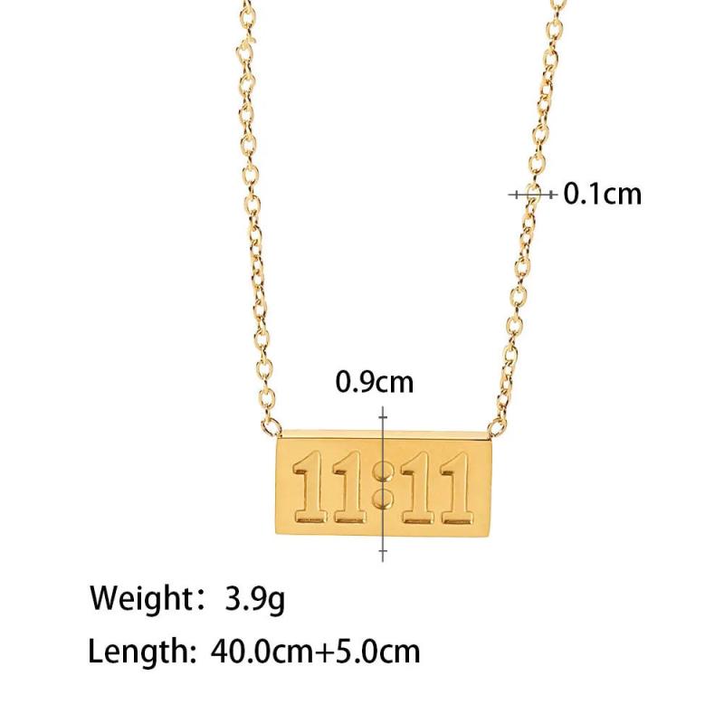 Stainless Steel 18K Plated 11:11 Charm Necklace For Woman