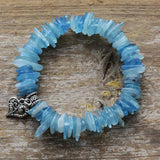 Boho Chunky Aquamarine Heart Charm Bracelet