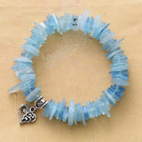 Boho Chunky Aquamarine Heart Charm Bracelet