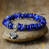 Boho Chunky Aquamarine Heart Charm Bracelet