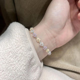 Crystal Flower Beads Bracelet Elastic Adjustable Charm Bracelet
