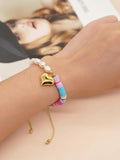 Go2boho Rainbow Bracelet Fresh Water Pearl Clay Beaded Boho Jewelry Set