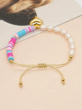Go2boho Rainbow Bracelet Fresh Water Pearl Clay Beaded Boho Jewelry Set