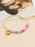 Go2boho Rainbow Bracelet Fresh Water Pearl Clay Beaded Boho Jewelry Set