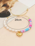 Go2boho Rainbow Bracelet Fresh Water Pearl Clay Beaded Boho Jewelry Set