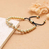 Classic CZ Leopard Head Bracelet Men Copper Beaded Charm Bracelet