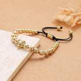 Classic CZ Leopard Head Bracelet Men Copper Beaded Charm Bracelet
