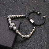 Classic CZ Leopard Head Bracelet Men Copper Beaded Charm Bracelet