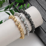 Classic CZ Leopard Head Bracelet Men Copper Beaded Charm Bracelet