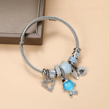 Crystal Beaded Bangle Fish Charm Bracelet Gift