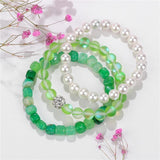 3pcs/set Agates Stretch Bracelet 8MM Pearl Bead Charm Bracelet