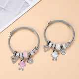 Fish Charm Bangle Stainless Steel Bracelet Crystal Beaded Jewelry Gift