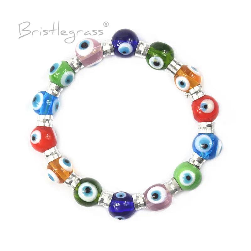 Evil Eye Colorful Glass Beaded Bracelet Amulet Lucky Charm Protection