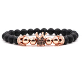 Micro Pave CZ Hecagon Crown Charm Bracelet Couples Jewelry