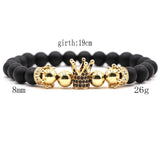 Micro Pave CZ Hecagon Crown Charm Bracelet Couples Jewelry