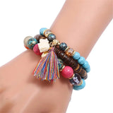Boho Elephant Bracelets & Bangles Set with Tassel, Women Jewelry