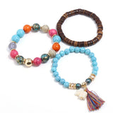 Boho Elephant Bracelets & Bangles Set with Tassel, Women Jewelry