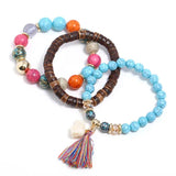 Boho Elephant Bracelets & Bangles Set with Tassel, Women Jewelry
