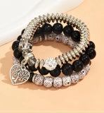 Resin Beaded Bracelets Strand Bracelet Hollow Heart Charm Jewelry