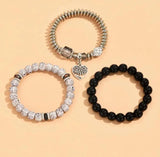 Resin Beaded Bracelets Strand Bracelet Hollow Heart Charm Jewelry
